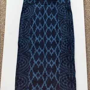 Anthropologie Blue Patterned Pencil Skirt